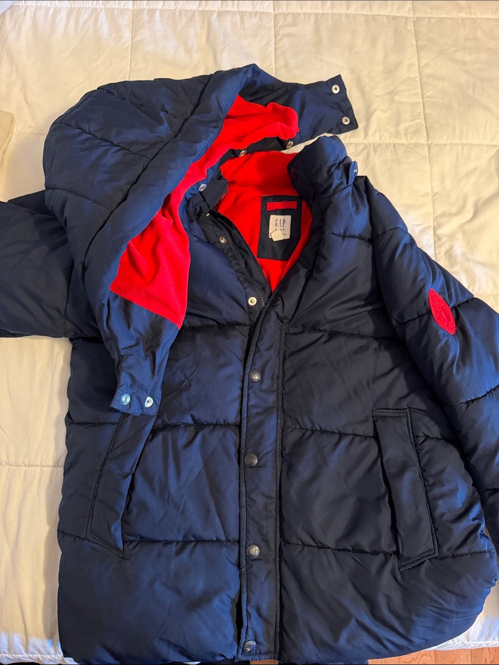 Gap Kids Navy Puffer Jacket with Red Lining. XXL. EUC. Non smoker house